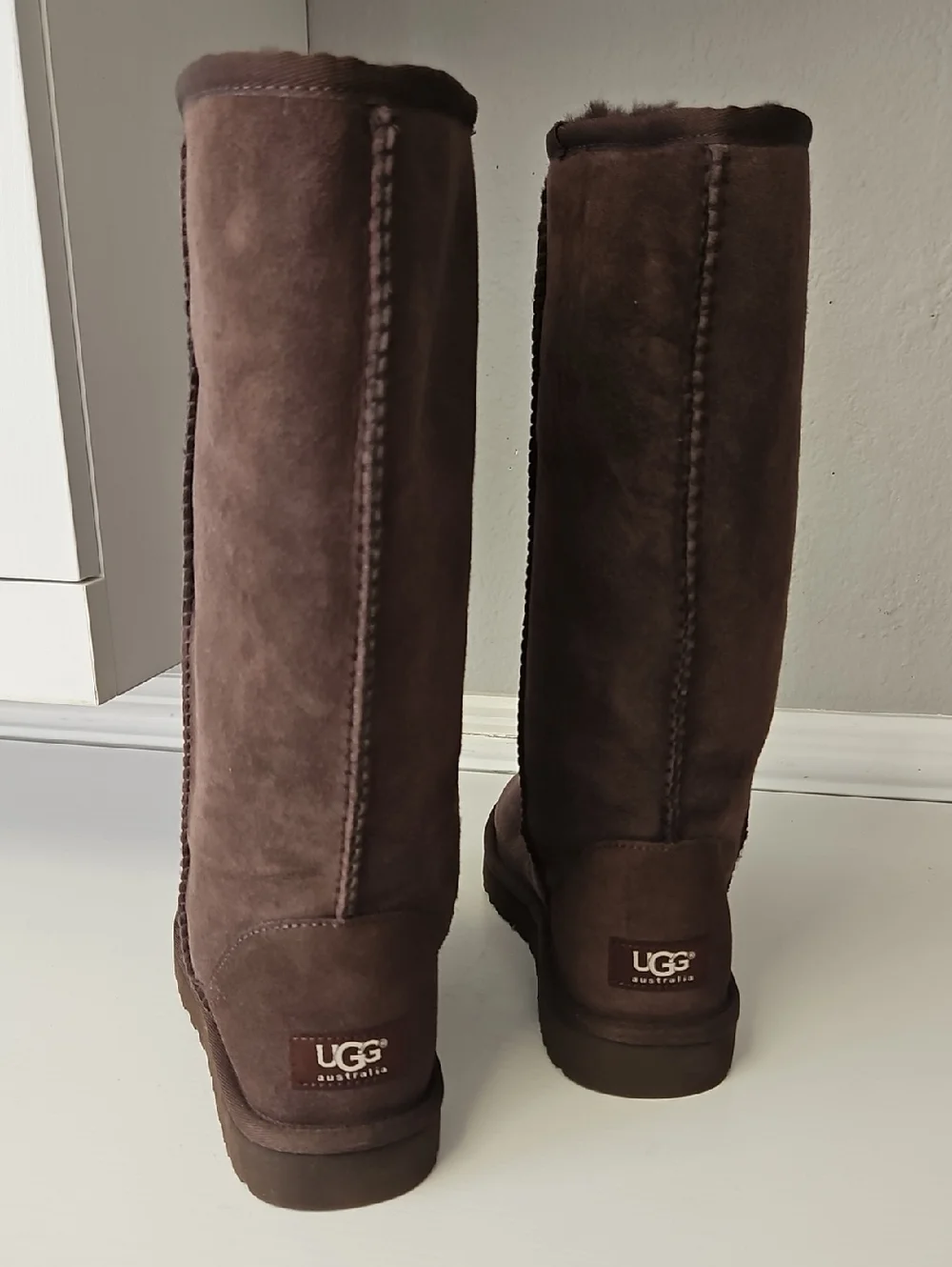 UGG Tall Suede Boots in Dark Brown
